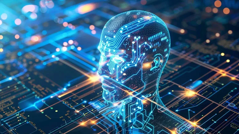Advanced neural network connections and machine learning algorithms visualized with glowing digital nodes and pathways representing AI technology